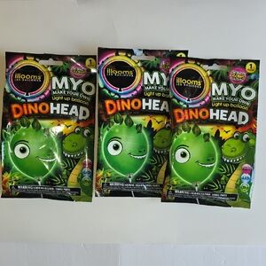 illooms 9" Make Your Own Dinosaur LED Light Up Balloon- 3ct